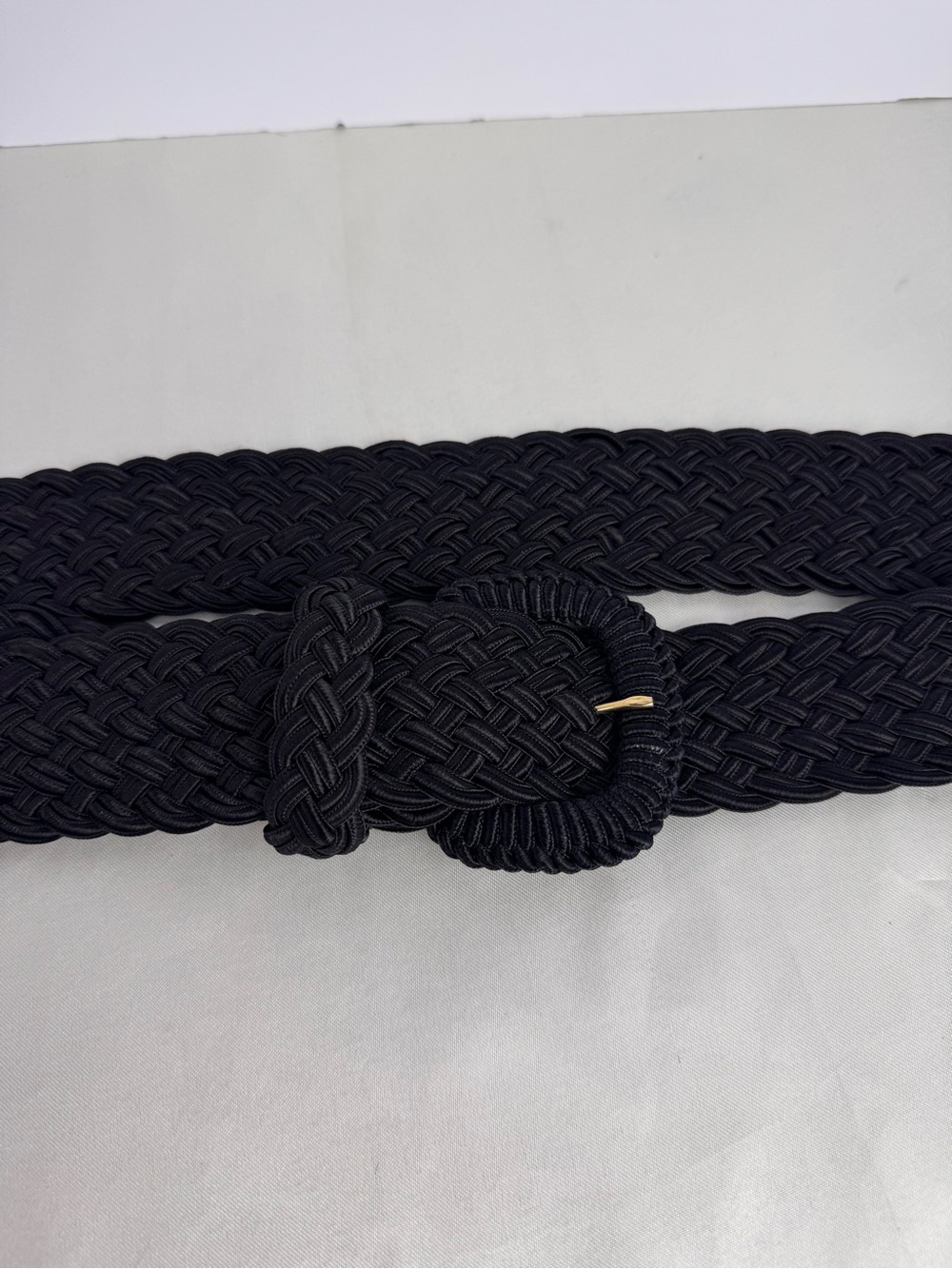 Liz Claiborne Black Braided Elastic Belt with Wrapped Buckle
